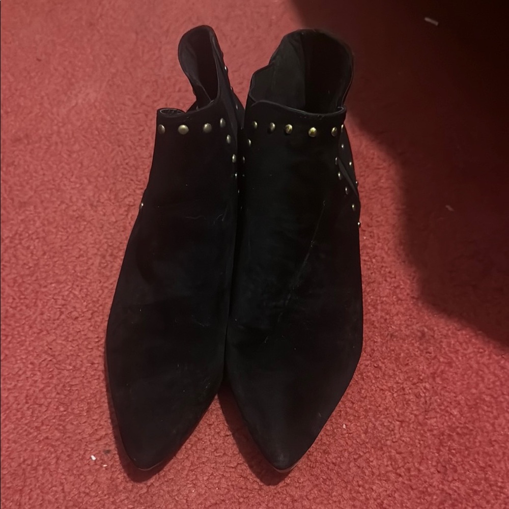 Seven7 Black Ankle Boots with Gold Accents